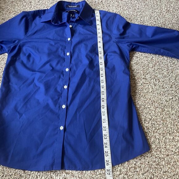 Land’s End Outfitters Womens Size 8 Blue Wrinkle Free Broadcloth 3/4 Sleeve - Picture 6 of 7